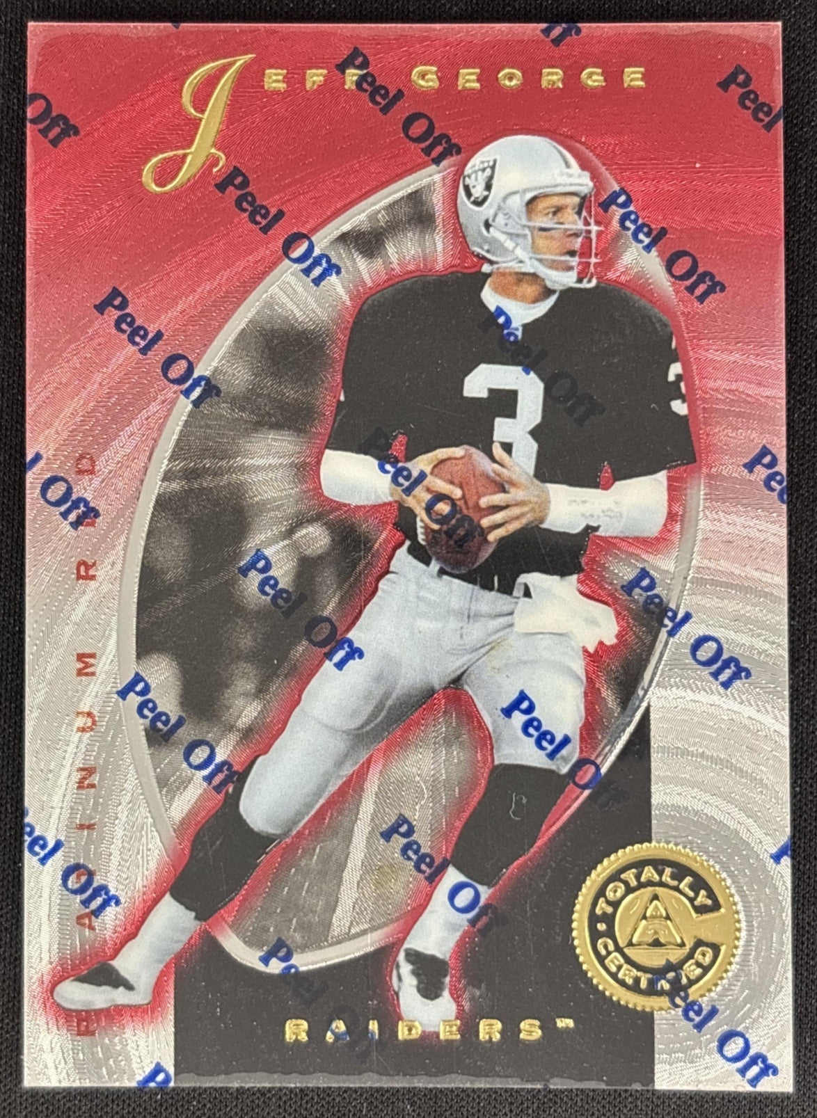 Jeff George 1997 Pinnacle Totally Certified Platinum Red /4999 Raiders front