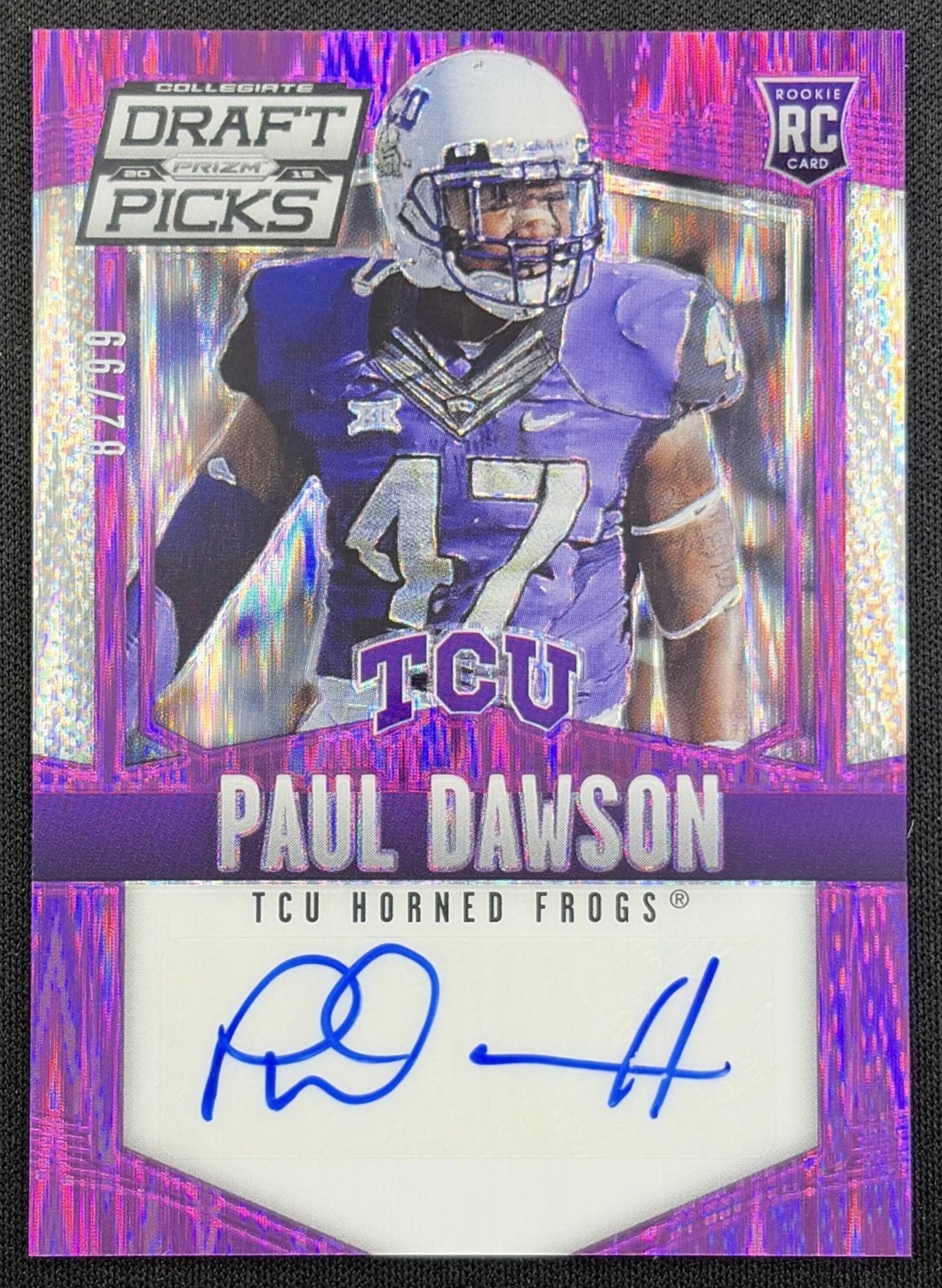 Paul Dawson 2015 Panini Prizm Collegiate Draft Picks Auto Prizms Purple /99 Horned Frogs