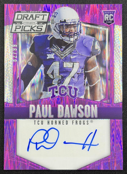 Paul Dawson 2015 Panini Prizm Collegiate Draft Picks Auto Prizms Purple /99 Horned Frogs