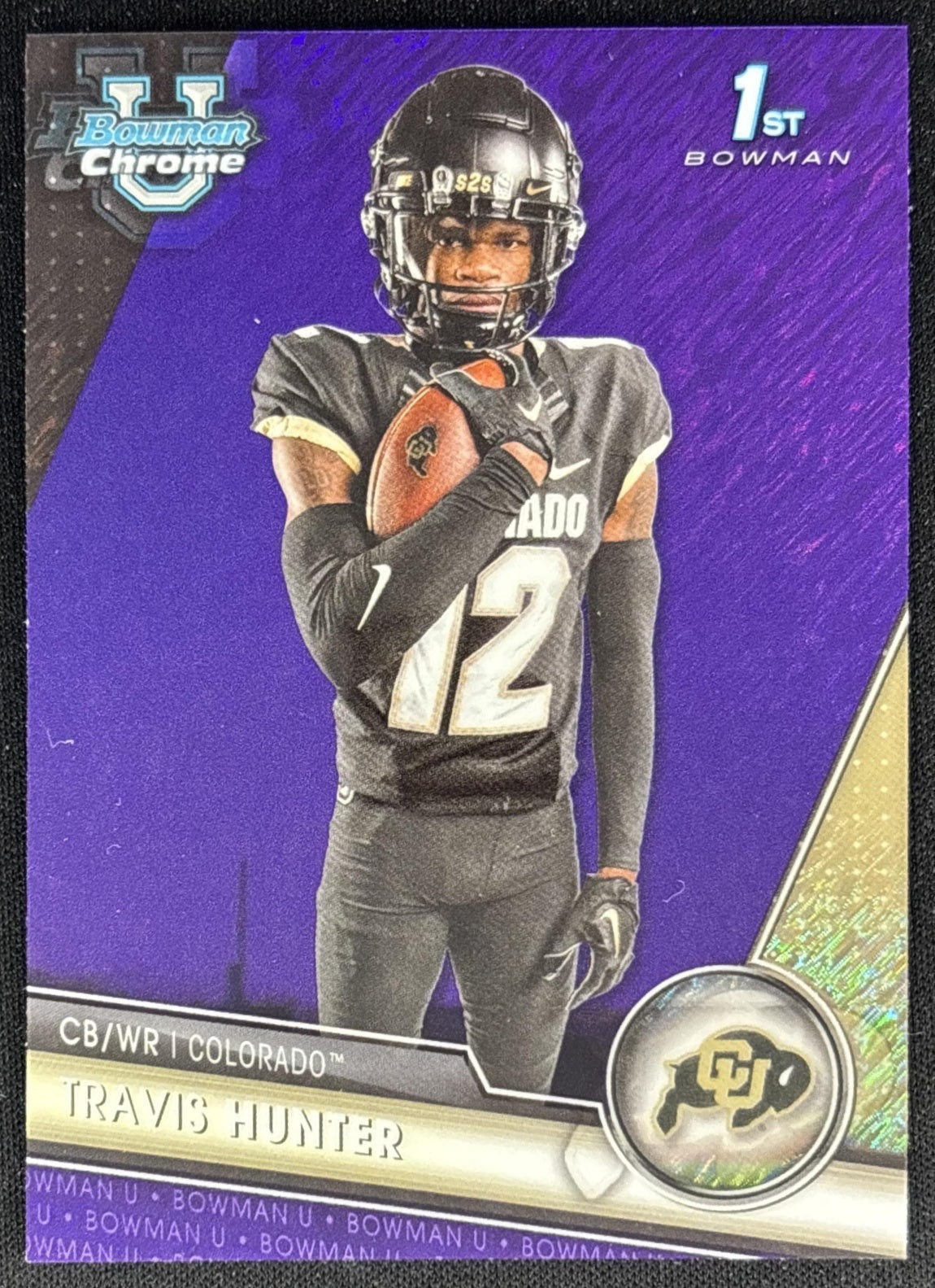 Travis Hunter 2023 Bowman University Chrome Purple Shimmer Refractor Buffaloes Default Title Sports Trading Cards