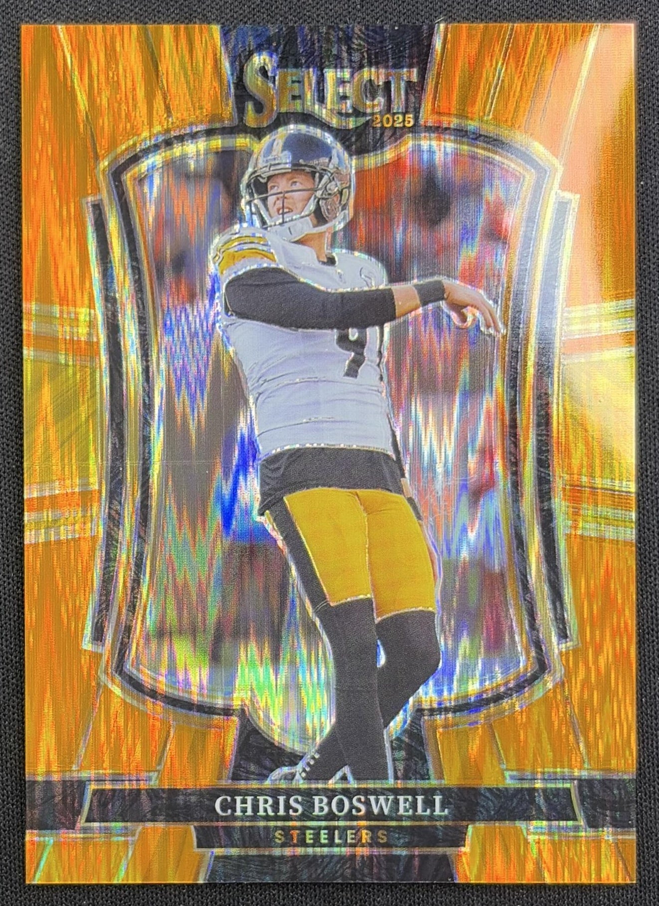 Chris Boswell 2025 Panini Select Premier Level Orange Prizm Shock /399 Steelers