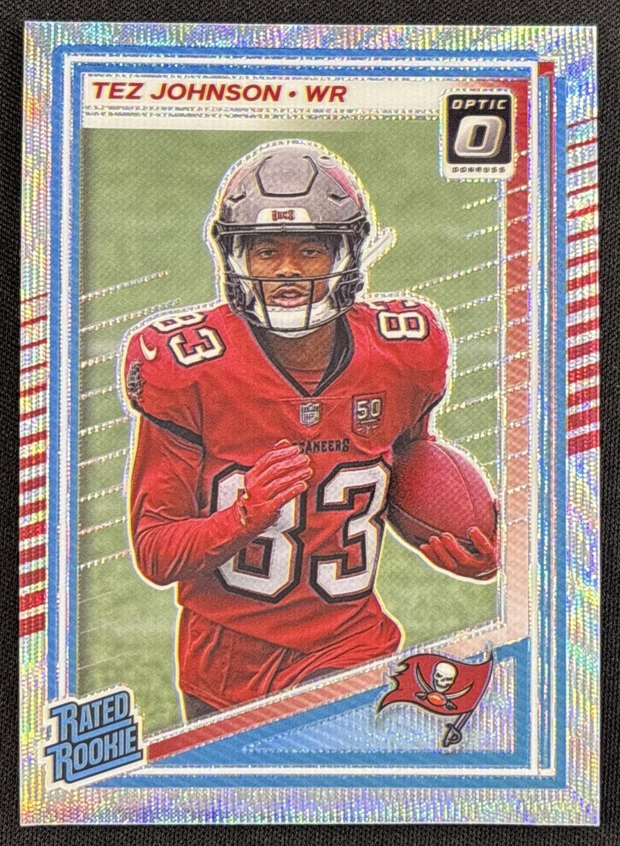 Tez Johnson 2025 Panini Donruss Optic Rated Rookie Wave Prizm /300 Buccaneers