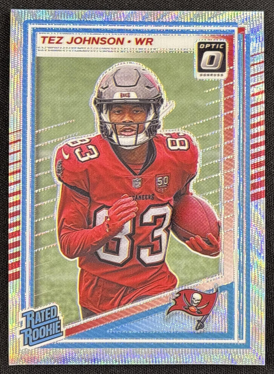 Tez Johnson 2025 Panini Donruss Optic Rated Rookie Wave Prizm /300 Buccaneers
