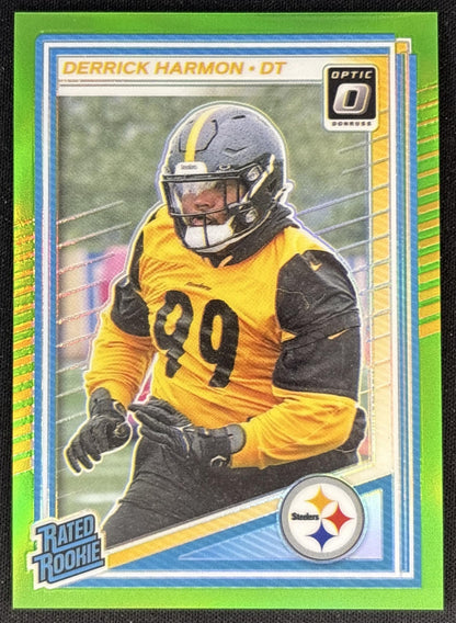 Derrick Harmon 2025 Donruss Optic Rated Rookie Neon Green Prizm /199 Steelers front