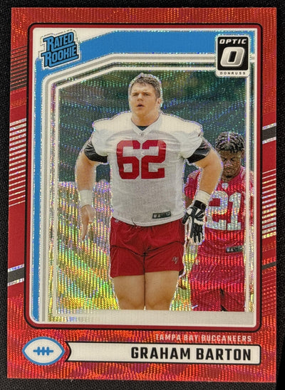 Graham Barton 2024 Panini Donruss Optic Rated Rookie Preview Red Wave Buccaneers Sports Trading Cards