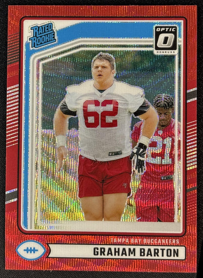 Graham Barton 2024 Panini Donruss Optic Rated Rookie Preview Red Wave Buccaneers