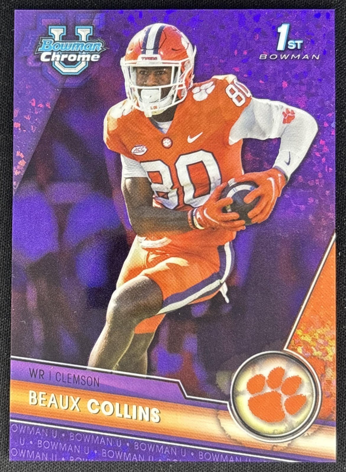 Beaux Collins 2023 University Chrome Purple Mini Diamond Refractor /399 Tigers front