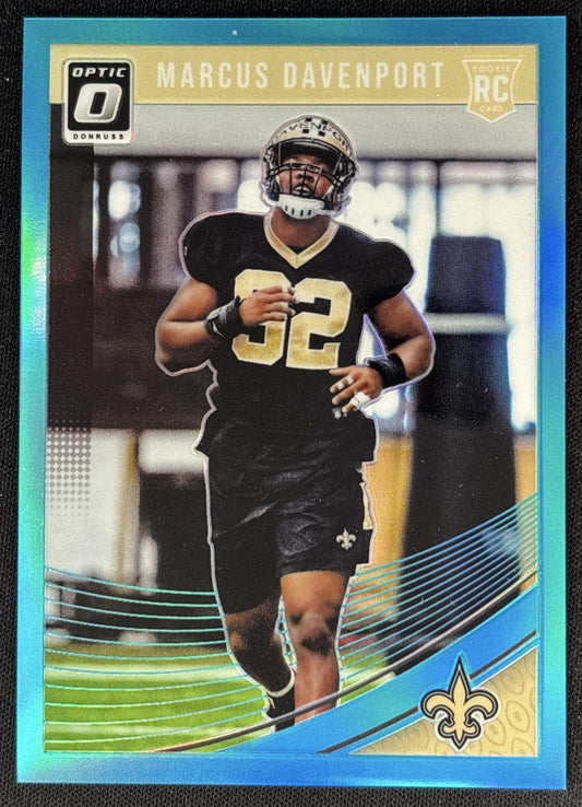 Marcus Davenport 2018 Panini Donruss Optic Aqua Prizm /299 Saints Sports Trading Cards