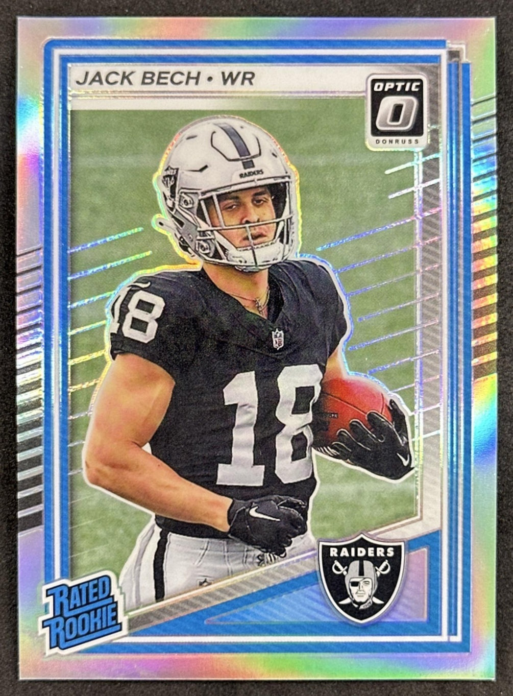 Jack Bech 2025 Panini Donruss Optic Rated Rookie Holo Prizm Raiders front