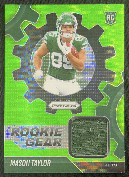 Mason Taylor 2025 Panini Prizm Rookie Gear Neon Green Pulsar Jets