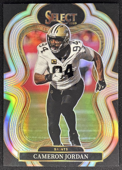 Cameron Jordan 2025 Panini Select Suite Level Silver Prizm Saints front