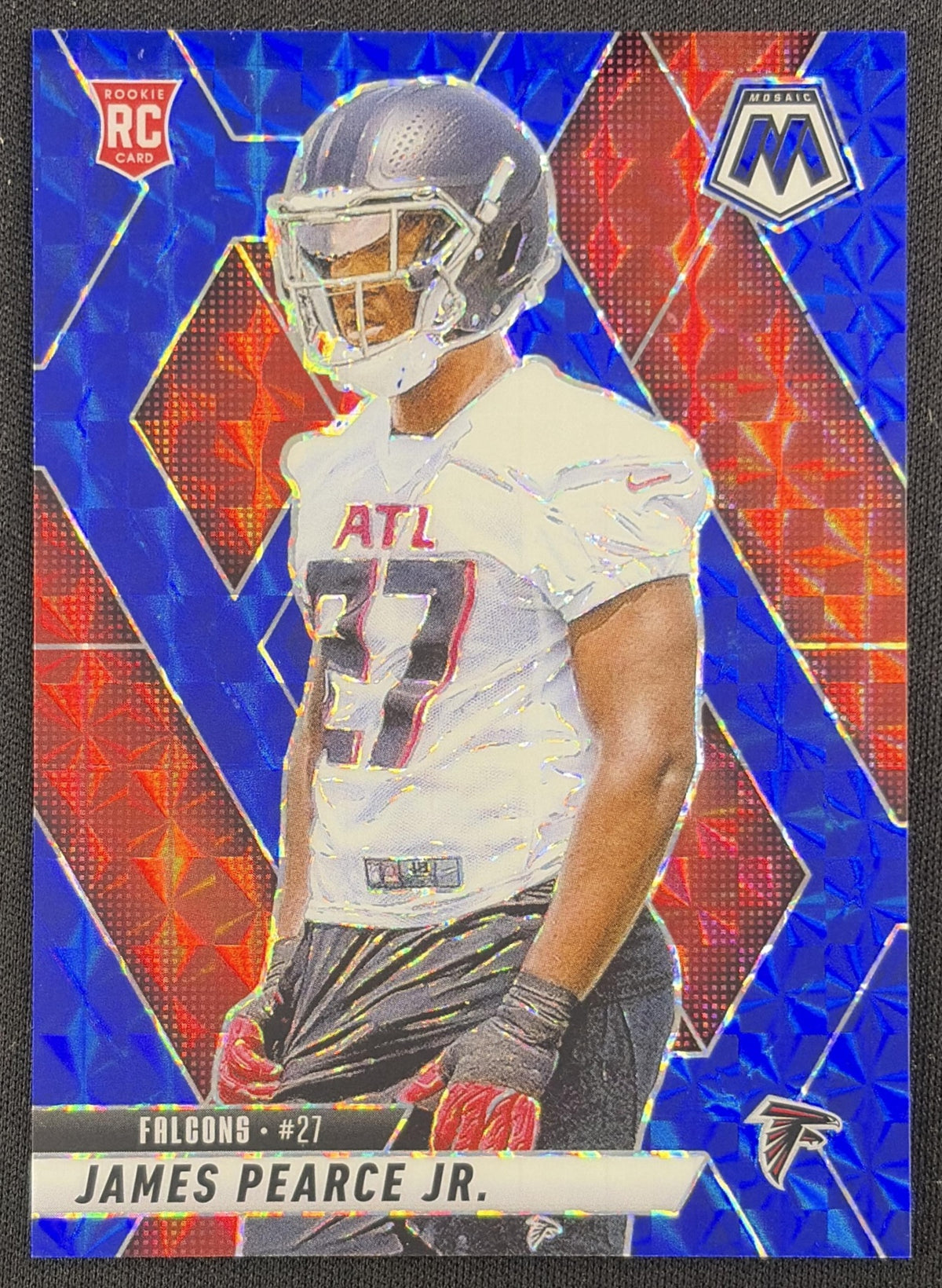 James Pearce Jr. 2025 Panini Mosaic Rookies Blue Prizm /99 Falcons Sports Trading Card