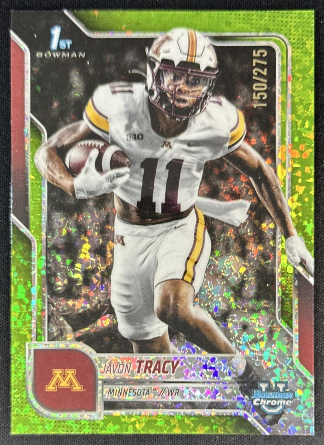 Javon Tracy 2025 Chrome University Prospects Lime Green Mini-Diamond Refractor /275 Golden Gophers Default Title Sports Trading Cards