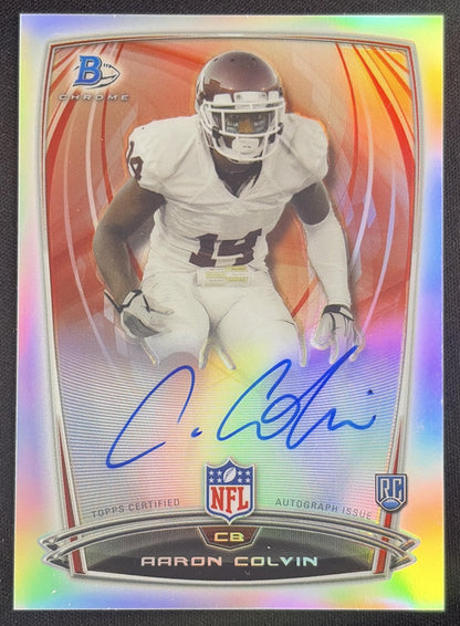 Aaron Colvin 2014 Bowman Chrome Rookie Auto Refractor Sooners
