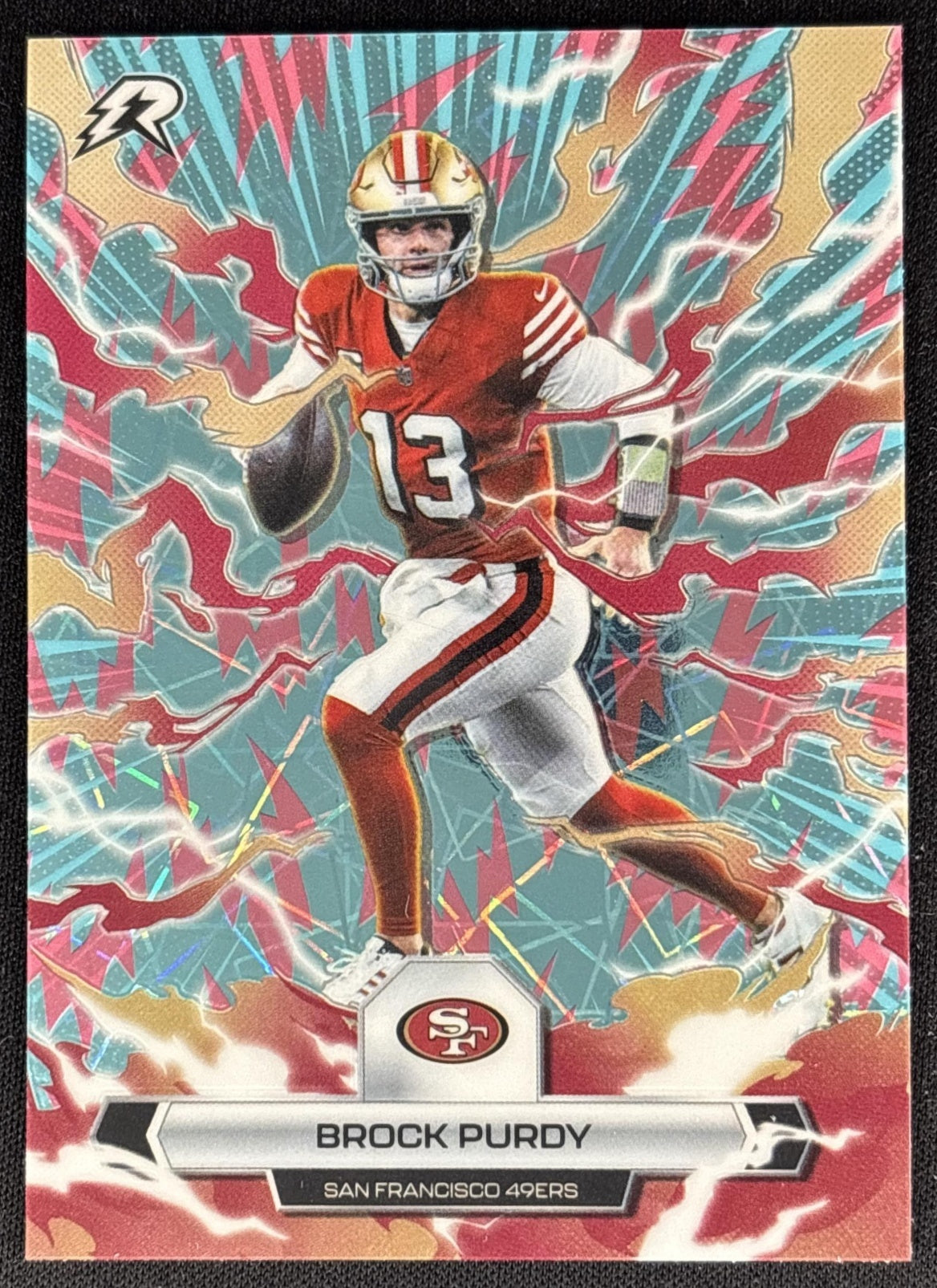 Brock Purdy 2025 Topps Resurgence Sky Blue and Pink Shock Refractor 49ers