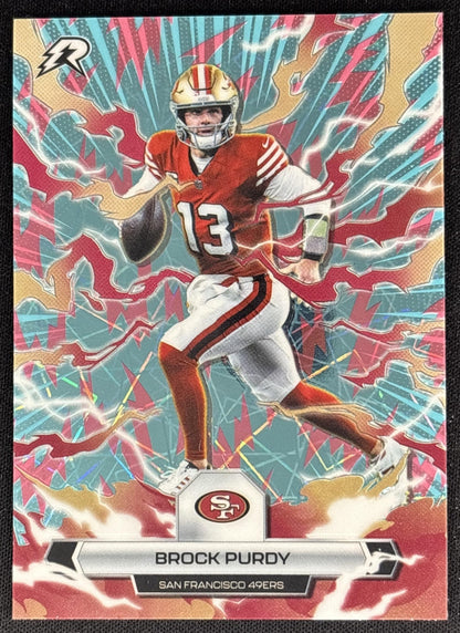 Brock Purdy 2025 Topps Resurgence Sky Blue and Pink Shock Refractor 49ers