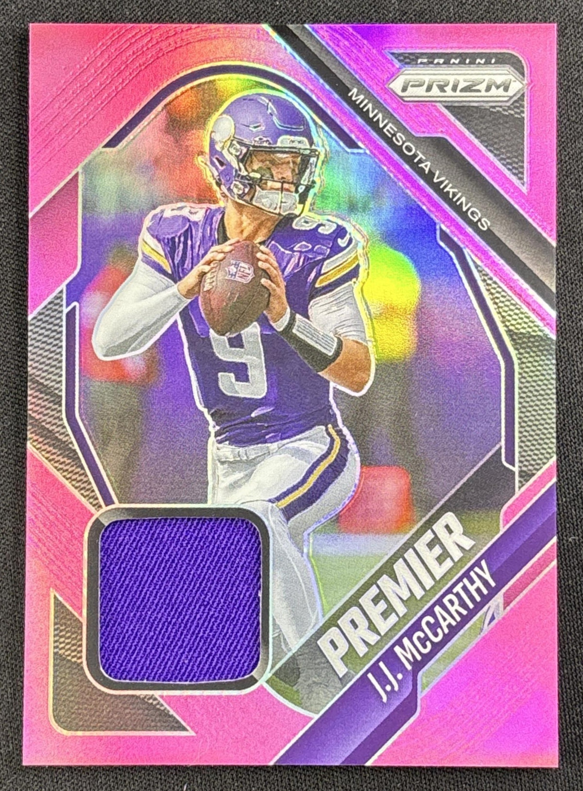 J.J. McCarthy 2025 Panini Prizm Premier Jerseys Pink Vikings