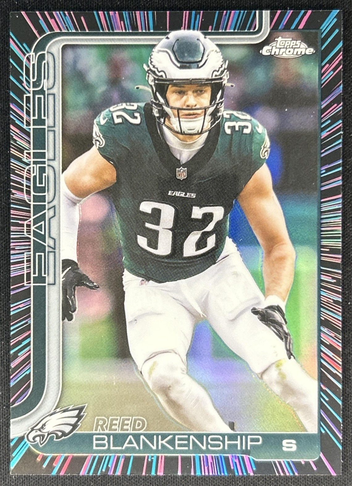 Reed Blankenship 2025 Topps Chrome Neon Pulse Refractor Eagles front