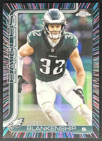 Reed Blankenship 2025 Topps Chrome Neon Pulse Refractor Eagles Sports Trading Cards