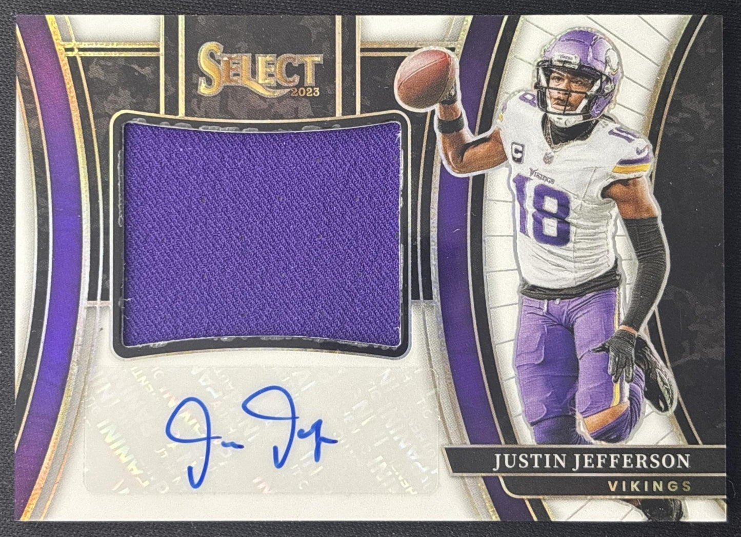 Justin Jefferson 2023 Select Jumbo Signature Swatches White Prizm /75 Vikings Sports Trading Cards