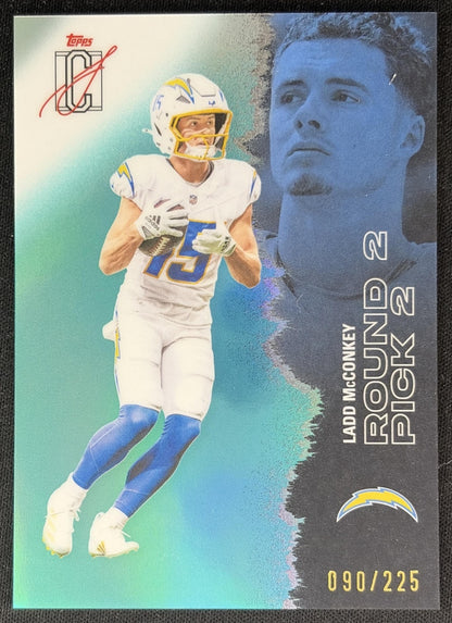 Ladd McConkey 2025 Signature Class Chrome Veteran Teal Refractor /225 Chargers Sports Trading Cards