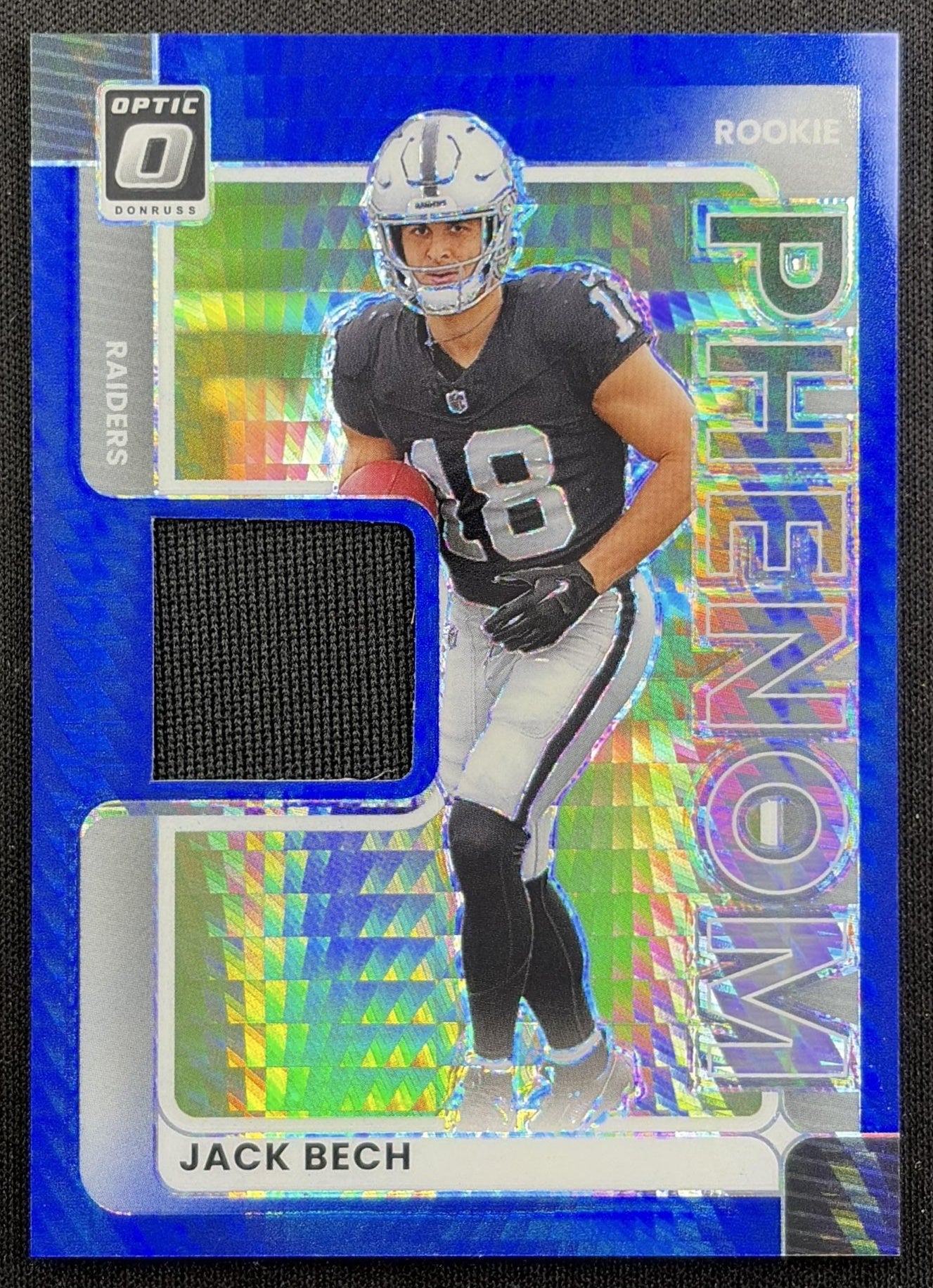 Jack Bech 2025 Panini Donruss Optic Rookie Phenoms Blue Hyper Prizm Raiders