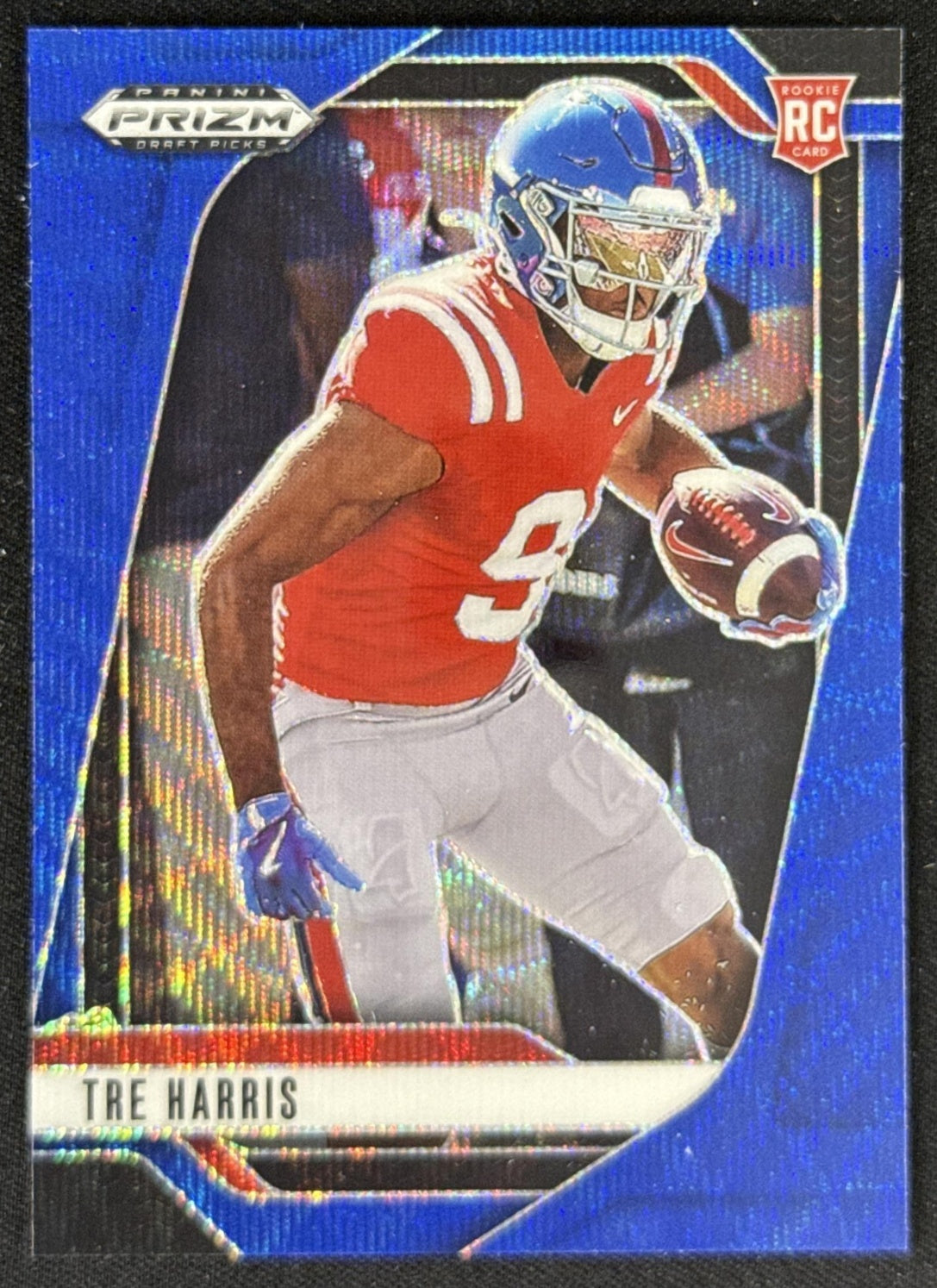 Tre Harris 2025 Panini Prizm Draft Picks Blue Wave /299 Rebels Sports Trading Card