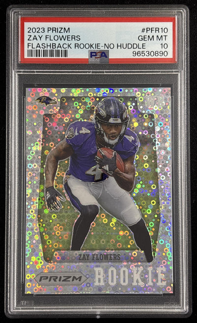 Zay Flowers 2023 Panini Prizm Flashback Rookie Prizms No Huddle PSA 10 Ravens Sports Trading Card