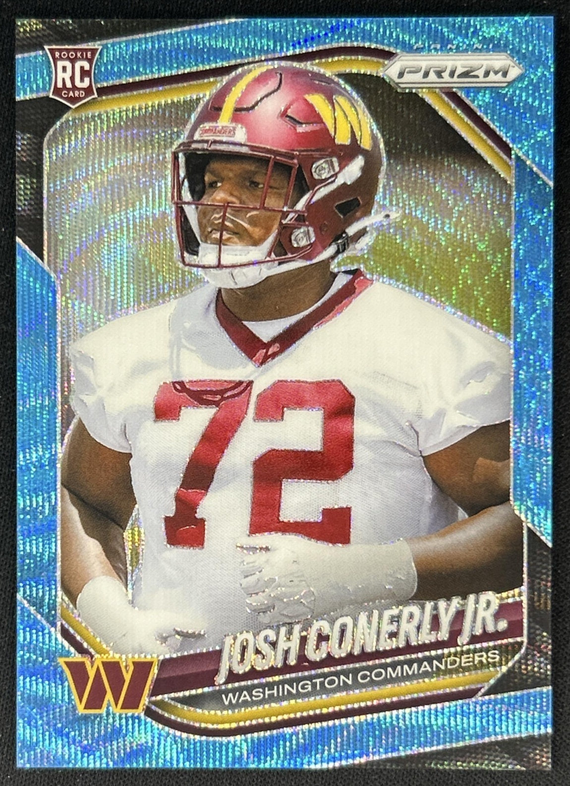 Josh Conerly Jr. 2025 Panini Prizm Blue Wave /230 Commanders front