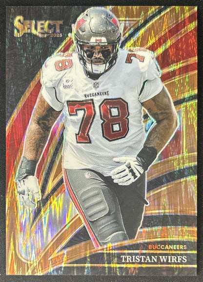 Tristan Wirfs 2025 Panini Select Club Level Copper Prizm Shock /899 Buccaneers front
