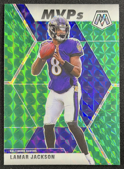 Lamar Jackson 2020 Panini Mosaic Prizm Green Ravens Sports Trading Card