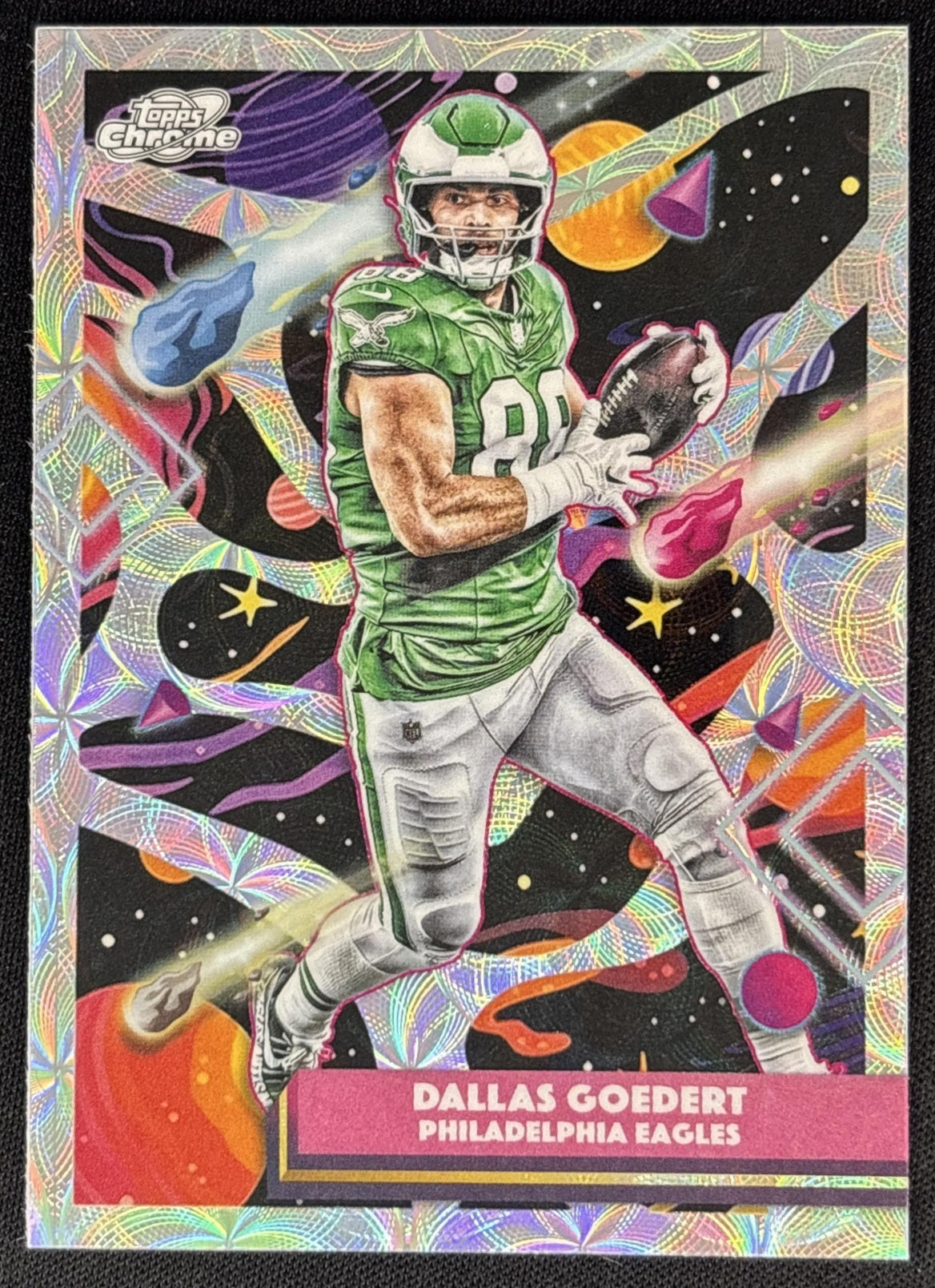 Dallas Goedert 2025 Topps Cosmic Chrome Nucleus Refractor Eagles Sports Trading Cards