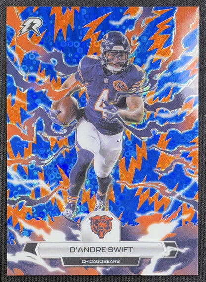 D'Andre Swift 2025 Topps Resurgence Blue and Orange Spark Refractor Bears