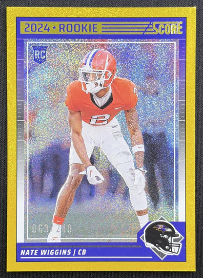 Nate Wiggins 2024 Panini Score Dots Gold /240 Ravens
