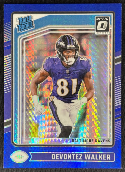 Devontez Walker 2024 Panini Donruss Optic Blue Hyper Ravens Sports Trading Cards