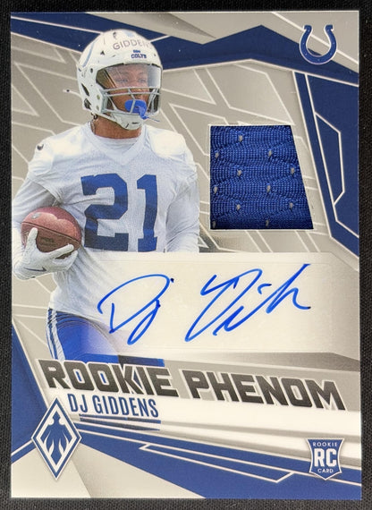 DJ Giddens 2025 Panini Phoenix Rookie Phenoms Jersey Auto /249 Colts
