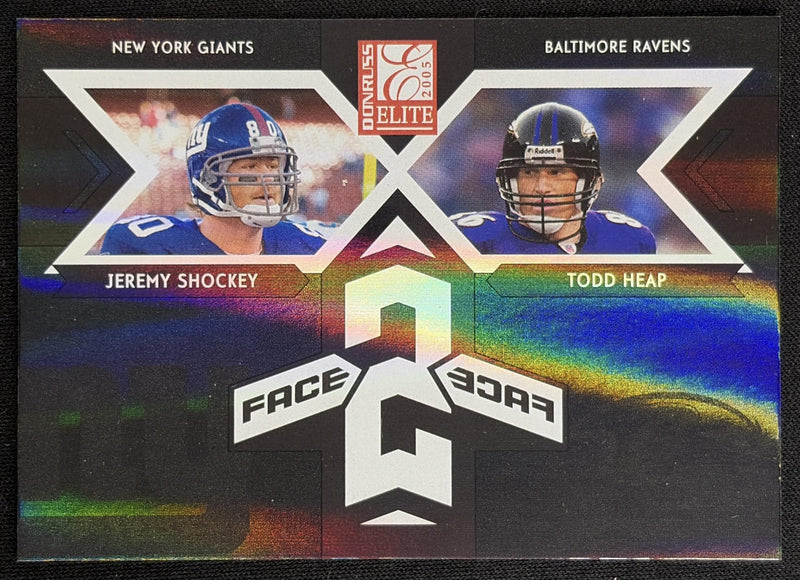 Jeremy Shockey Todd Heap 2005 Donruss Elite Face 2 Black /500 Panthers