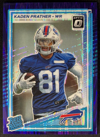 Kaden Prather 2025 Donruss Optic Rated Rookie Purple Shock Prizm Bills Sports Trading Card