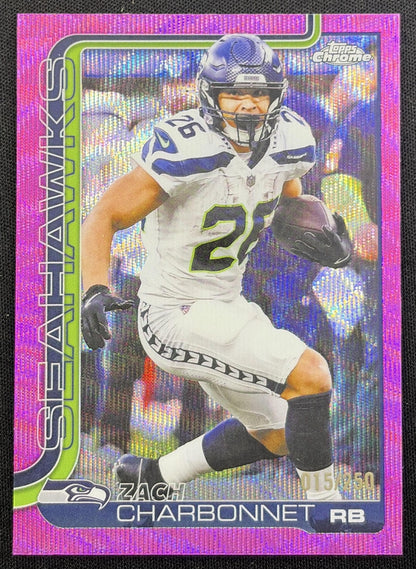Zach Charbonnet 2025 Topps Chrome Pink Wave Refractor /250 Seahawks