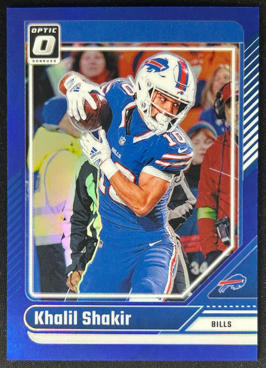 Khalil Shakir 2024 Donruss Optic Blue /199 Bills sports trading card
