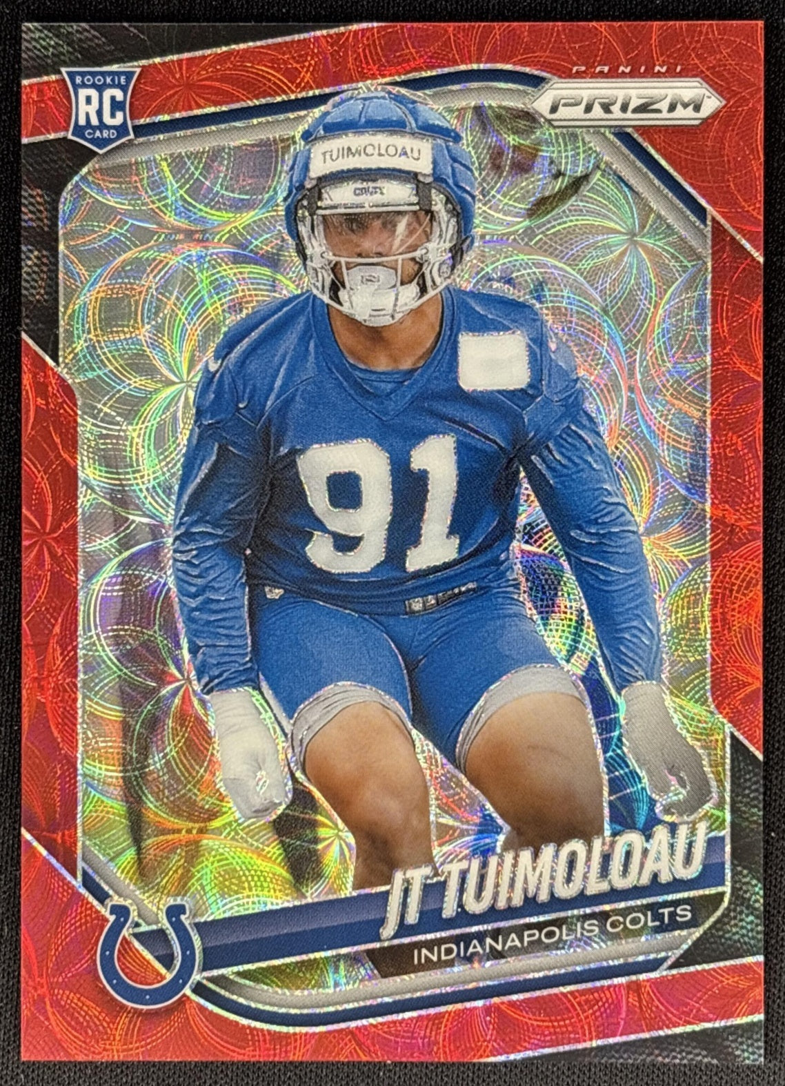 JT Tuimoloau 2025 Panini Prizm Choice Red /20 Colts Sports Trading Cards