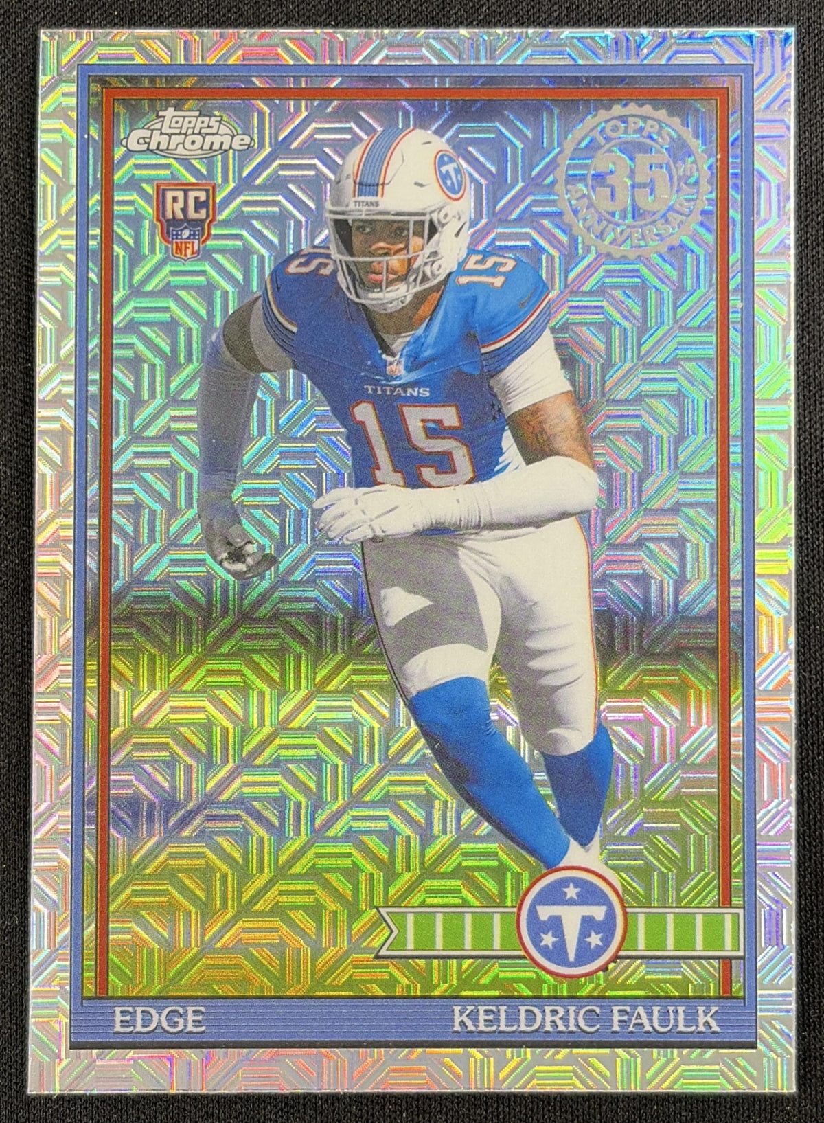 Keldric Faulk 2026 Topps 1991 Chrome Rookie Mojo Refractor Titans