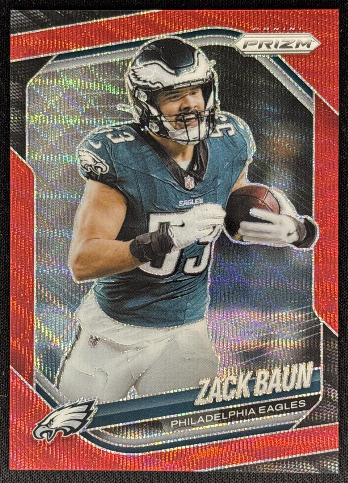 Zack Baun 2025 Panini Prizm Red Wave /149 Eagles front