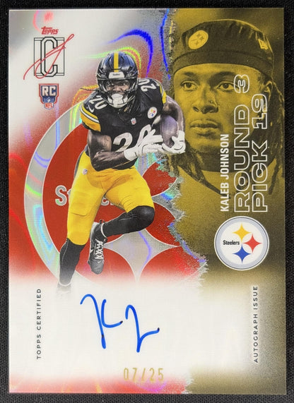 Kaleb Johnson 2025 Signature Class Rookie Chrome Auto Red Lava Refractor /25 Steelers front