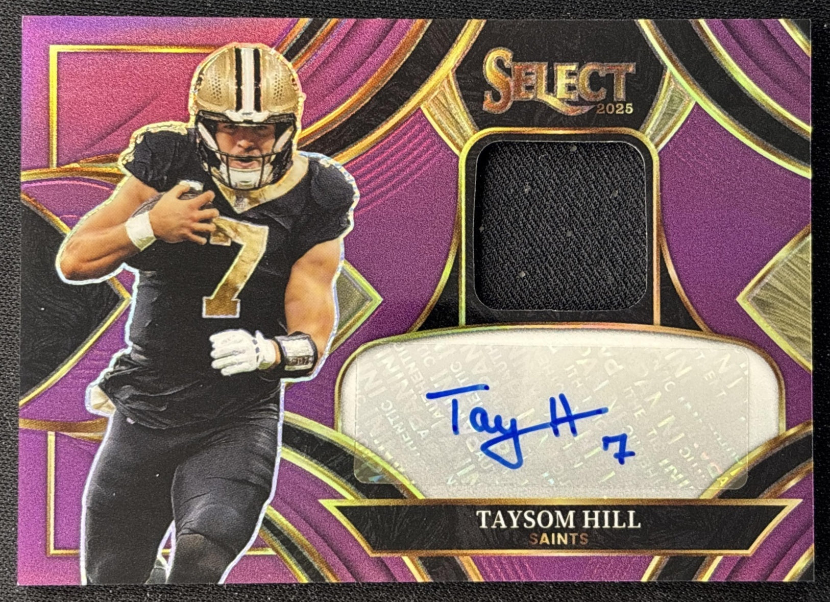 Taysom Hill 2025 Panini Select Signature Memorabilia Purple Prizm /49 Saints