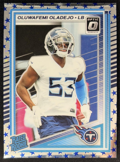Oluwafemi Oladejo 2025 Panini Donruss Optic Rated Rookie Stars Prizm Titans Football