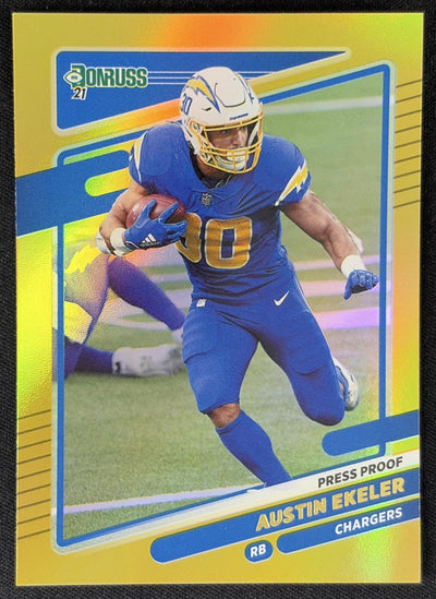 Austin Ekeler 2021 Panini Donruss Press Proof Premium Chargers Sports Trading Card