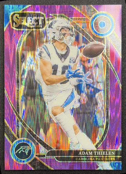 Adam Thielen 2024 Panini Select Club Purple Prizm Shock /360 Panthers