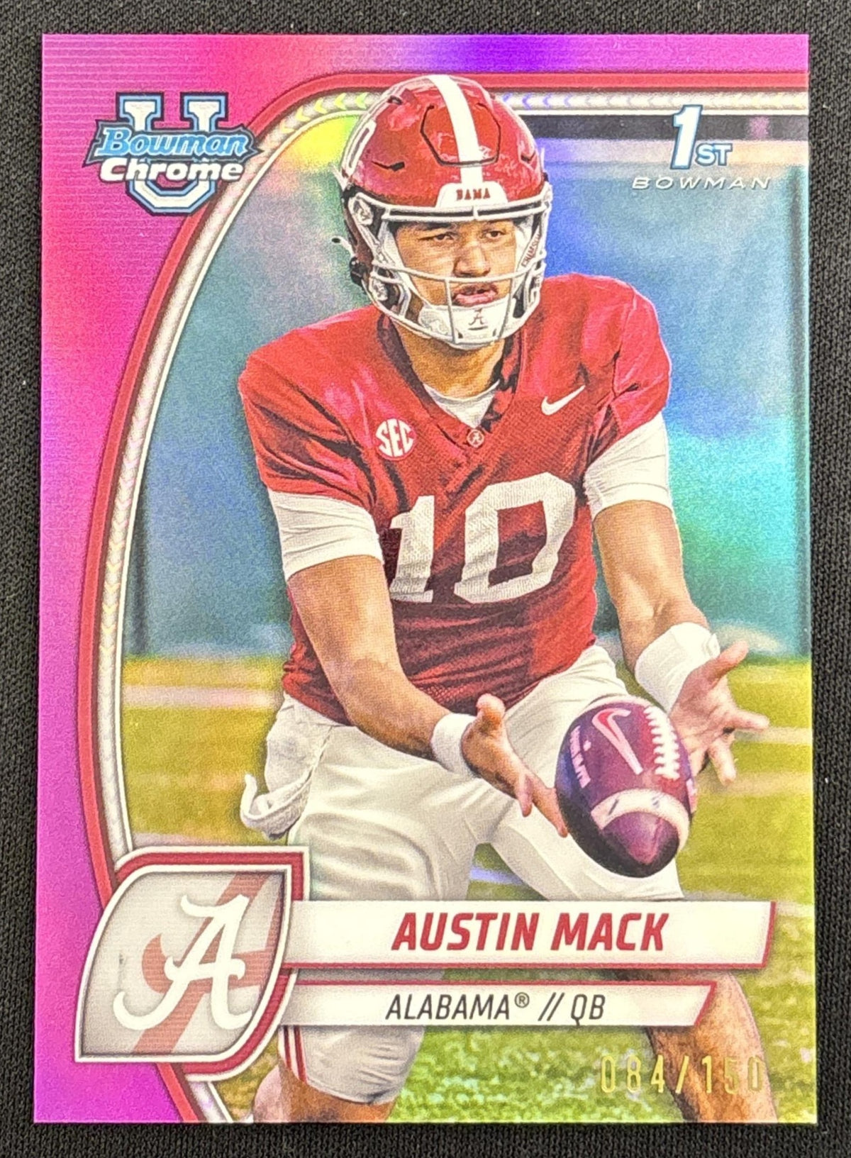Austin Mack 2024 Bowman Chrome University Fuchsia Mini Diamond Refractor /125 Crimson Tide