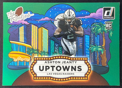 Ashton Jeanty 2025 Donruss Rookies & Highlights Uptown Horizontal Green Raiders Sports Trading Cards
